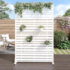 Casaphoria 72" H x 47" W Metal Privacy Screen, Outdoor Freestanding Decorative Divider for Patio, Deck, Balcony, and Garden with Stable Base, White-Adams