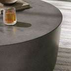 Modway Brion 34 Inch Round Concrete Coffee Table – Indoor/Outdoor Tapered Cylinder Coffee Table – Low Center Table for Living Room or Patio in Gray