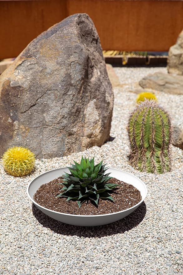 Veradek Mason Series Lane Bowl Planter| for Indoor or Outdoor Tabletops/Gardens |Made from Plastic-Stone Composite with Drainage Holes|Modern Décor for Flowers, Succulents, Small Plants