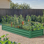 YITAHOME 72x36x12 in 2pcs Galvanized Raised Garden Bed Kit, Large Metal Planter Box with Gloves & Support Rod, Outdoor Flower Bed for Plants Vegetables, Green