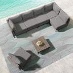 LAUSAINT HOME Outdoor Patio Furniture, 7 Piece Outdoor Sectional Sofa PE Rattan Wicker Patio Conversation Sets, All Weather Patio Furniture Set with Thick Cushions for Garden, Backyard (Grey)