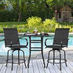 Yaheetech 4 Piece Patio Swivel Bar Stools, Texteline Outdoor Chairs with High Back/Armrest/Footrest, All Weather Padded Seating Outdoor Furniture Height for Outside, Lawn & Garden