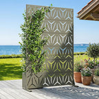 Casaphoria Metal Privacy Screen Outdoor, 72" H x 47" W Freestanding Decorative Privacy Screen for Patio Deck Balcony Garden with Stable Base, Green-Star