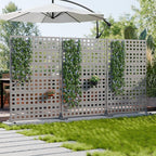 Casaphoria Metal Privacy Screen Outdoor, 72" H x 47" W Freestanding Decorative Privacy Screen for Patio Deck Balcony Garden with Stable Base, Grey-Square