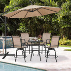 Yaheetech 4 Piece Patio Swivel Bar Stools Texteline Bistro Chairs with High Back/Armrest/Footrest, All Weather Padded Seating Outdoor Furniture Height Outdoor Chairs for Outside, Lawn & Garden