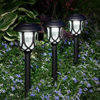 EXCMARK 10 Pack Solar Lights Outdoor Decorative, Solar Pathway Lights Outdoor, Solar Powered Garden Yard Lights for Walkway Sidewalk Driveway. (Black, Cool White)