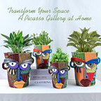 Abstract Face Planter Pots for Plants,Hand-Painted Colorful Flower Pots with Drainage, Indoor Outdoor Garden Decor Gift(Classic,Small)