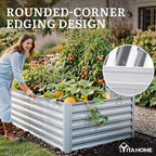 YITAHOME 6x3x2ft Large Raised Garden Bed Kit, Galvanized Metal Planter Box with Gloves, Ground Nails, Support Rod, Outdoor Above Ground Planters for Plants Vegetables Flowers, Silver