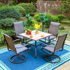 PHI VILLA Patio Dining Table for Outside, 37" x 37" Square Outdoor Dining Table for 4, Premium PVC Table Top with 1.57" Umbrella Hole and Metal Frame