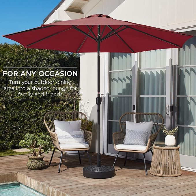 Best Choice Products 10ft Outdoor Table Compatible Steel Polyester Market Patio Umbrella w/Crank and Easy Push Button Tilt