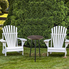 Metal Outdoor Side Tables Set of Two Small Outside Round End Table for Patio Modern Accent Garden Corner Table for Small Spaces, Balcony, Porch, Weather-Resistant Plant Stand Indoor, Woodgrain