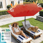 AreShark 7.5FT Patio Umbrella Table Market Umbrella with 6 Sturdy Ribs, Button Tilt/Crank Heavy-Duty Round Outdoor Umbrellas for Garden, Deck, Backyard,and Pool, Red