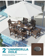 Ciokea HDPE Outdoor Dining Set, 7-Piece Patio Table and Chairs Set with Umbrella Hole, All-Weather Patio Dining Sets for 6, Durable Patio Furniture for Backyard, Garden, Lawn & Poolside, Brown