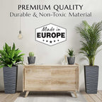 Mueller Janska M-Resin Heavy Duty Tall Planter, Indoor/Outdoor Grande Plant, Tree, Flower Pot, 2-Piece Set, 27.5”, Modern Design, Built-in Drainage, Dark Grey