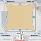 Amgo 16' x 20' Beige Rectangle Sun Shade Sail Canopy Awning UPF50+ AGTAPR1620, 95% UV Blockage, Water & Air Permeable, Commercial and Residential, 3 Years Warranty (We Make Custom Size)