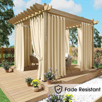 NICETOWN Fade Resistant Outdoor Curtains 2 Panels, Patio Waterproof Drapery Color Fastness Grade 4 Certification, UV Protection Blackout Shades for Porch, Deck, Pergolas, Biscotti Beige, W52 x L108