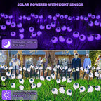 BrizLabs Halloween Eyeball Lights, 2 Pack 12 LED Solar Halloween Lights, 2 Modes Outdoor Spooky Walkway Light, Purple Swinging Firefly Light, Outside Purple Pathway Lighting for Yard Garden Lawn Party