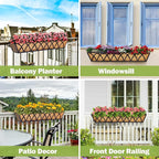 30 Inch Window Deck with Coco Liner Set of 2, 30" Window Boxes Horse Trough with Coconut Coir Liner,Metal Hanging Flower Planter Window Basket Deck Railing Planter Boxes for Outdoor Indoor Lawn