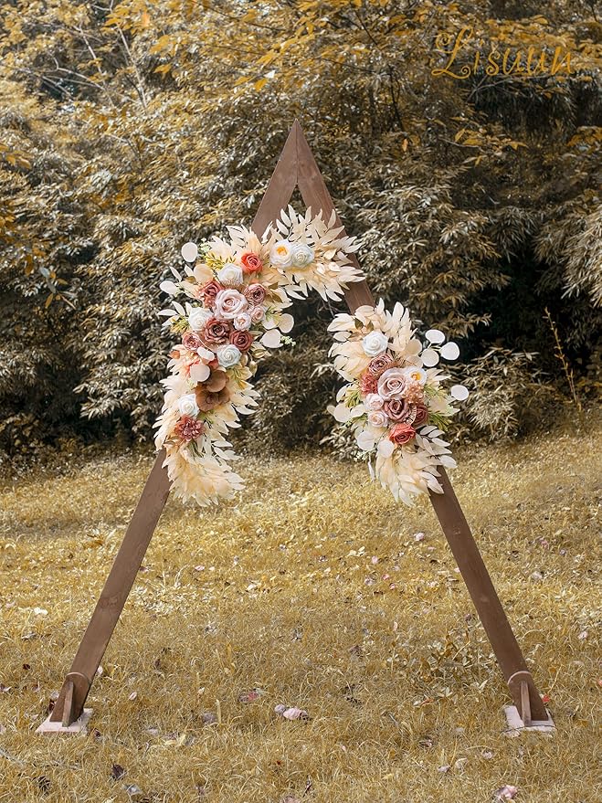 Artificial Flowers Swag Set, 40-Inch Champagne Silk Wedding Arch Florals