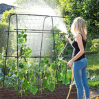 Lalahoni Cucumber Trellis, 5.3x5.3 Feet Metal Garden Arch Plant Support for Climbing Plants Outdoor Vegetable Fruit Flower Vine Peas Beans Trellis for Raised Bed, Lightweight, Black