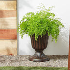 Arcadia Garden Products PL00CP Classic Traditional Plastic Urn Planter, 16" x 18", Brushed Copper