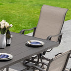 NUU GARDEN 7-Piece Outdoor Dining Table Set, All Weather Table with Umbrella Hole & 6 Patio Textilene Chairs - Outdoor Furniture for Porch, Backyard, Garden, Poolside and Deck