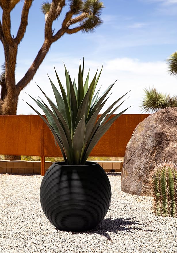 Veradek Strata Series Sphere Round Planter for Patio & Backyard | Durable Plastic-Stone Material | Modern Décor for Tall Trees and Plants