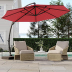 GarveeLife 11FT Cantilever Patio Umbrella With Base Included, Cantilevers Outdoor Umbrella Heavy Duty Offset, Aluminium Curved Cantilever Umbrella