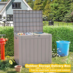 EasyUp 35 Gallon Resin Deck Box Waterproof, UV Resistant Outdoor Storage Box for Delivery, Patio, Garden, and Porch,Striped Gray