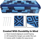 SAND MINE Reversible Mats, Plastic Straw Rug, Modern Area Rug, Large Floor Mat and Rug for Outdoors, RV, Patio, Backyard, Deck, Picnic, Beach, Trailer, Camping, Blue, 9' x 12'
