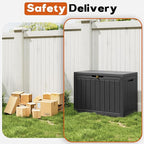 Outdoor Storage Box, Resin Deck Boxes Indoor and outdoor, Waterproof Storage Box Lockable Lid (Black, 50 Gallon)