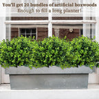 20 Bundles Artificial Greenery Boxwood Plants, Fake Plant for Garden Porch, Window Box, Home Wedding, Farmhouse, and Indoor Outdoor Decoration