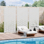 Casaphoria Metal Privacy Screen Outdoor, 72" H x 35" W Freestanding Decorative Privacy Screen for Patio Deck Balcony Garden with Stable Base, White-Square