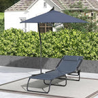 Outsunny Folding Chaise Lounge Chair, Patio Sun Tanning Chair, Outdoor Chaise Lounger with 4-Position Reclining Back, Breathable Mesh Seat for Beach, Poolside, Yard, Gray
