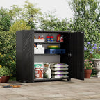 ZZM Indoor/Outdoor Storage Cabinet Waterproof, 34"x15"x34" Plastic Outdoor Storage Box for Garden Balcony Bathroom, All Weather Outdoor Storage Clearance, DIY Usage, with 1 Shelf (Black)