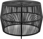 Furniture of America Ysar Boho Rattan Round Coffee Table Outdoor with Metal Frame, All-Weather and Rust Resistant, Handcrafted Coastal Furniture for Patio, Poolside, Garden, Yard, Black