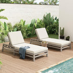 LUMISOL Outdoor Chaise Lounge Chairs Set of 2, Solid Wood Patio 5-Position Adjustable Recliner Chair with Thick Cushions, Weather-Resistant for Pool, Balcony, Garden, Grey