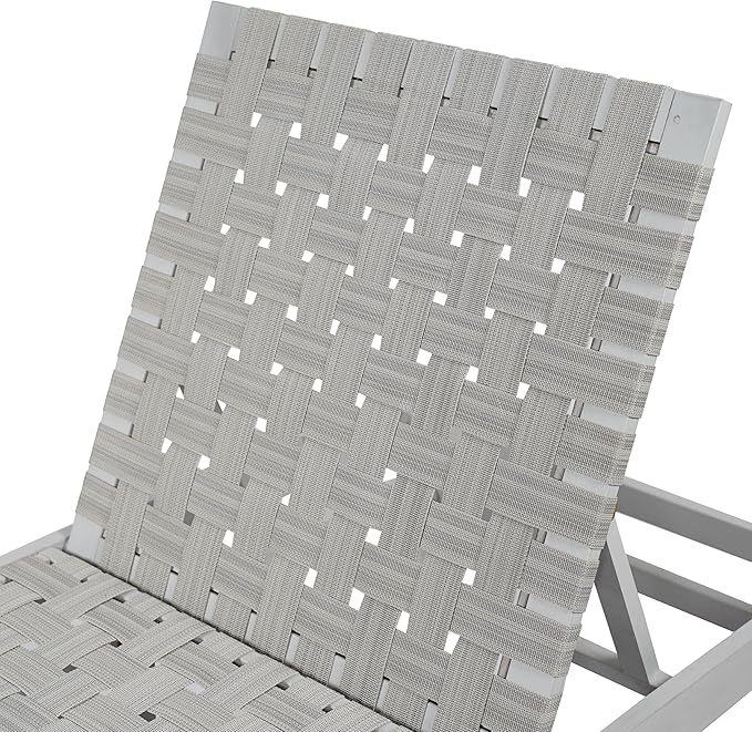 Christopher Knight Home Susua Rope Chaise Lounge with Acacia Wood Frame, Adjustable Backrest Single Lounge Sofa, Patio Sun Lounger Recliner Chair for Poolside Backyard, Gray + Light Gray