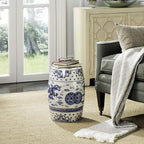 SAFAVIEH Castle Gardens Collection – Dragon’s Breath Blue Glazed Ceramic Chinoiserie Indoor/Outdoor Garden Stool (ACS4554A)