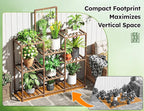 EnHomee Plant Stand Indoor Large Plant Stand Outdoor 5 Tiers Wood Tiered Plants Shelf for Multiple Plants with 10-15 Potted for Living Room Patio Balcony Yard Garden 34.3" W x 11.8" D x 47.2" H