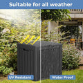 Lockable Deck Box, 35 Gallon Black Resin Outdoor Storage Bench