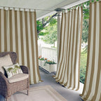 Elrene Home Fashions Highland Stripe Indoor/Outdoor Curtain Panel, 50 inches X 95 inches, Natural
