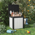 40 Gallon Resin Deck Box, Lockable Patio Outdoor Storage Box for Furniture, Garden Tools and Tools Storage, Waterproof Outside Storage Boxes - Black&White
