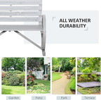 Outsunny 41" Wooden Wagon Wheel Bench, Rustic Outdoor Patio Weather Resistance Furniture, 2-Person Slatted Seat Bench with Backrest, Light Gray
