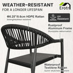 4 Pcs Stackable Patio Dining Chairs, Aluminum Rattan Outdoor Dining Chair with Arms, Woven Rope Garden Armchair Metal No Assembly for Bistro Balcony Porch Deck Yard Cafe Restaurant, Black