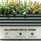 Outsunny Galvanised Raised Garden Bed with Greenhouse Cover, Metal Elevated Garden Bed with Legs, Bed Liner and Bottom Shelf, Outdoor Raised Planter Box for Vegetables, Herbs, Flowers, Dark Gray