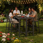 Outdoor Patio Bar Table, 55" Rectangular Counter High Top Table,Metal Pub Height Bistro Deske for Balcony, Backyard, Porch, Deck,Garden, Poolside