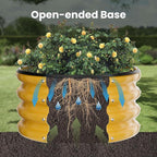ZXZYHFTY Round Galvanized Raised Garden Bed kit,Yellow Outdoor Garden Raised Planter Box, Round Large Metal Raised Garden Beds for Vegetable 2 * 2 * 1ft 2 Pcs