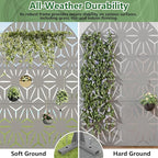 Casaphoria Metal Privacy Screen Outdoor, 72" H x 47" W Arched Freestanding Decorative Privacy Screen for Patio Deck Balcony Garden with Stable Base,Grey-Star