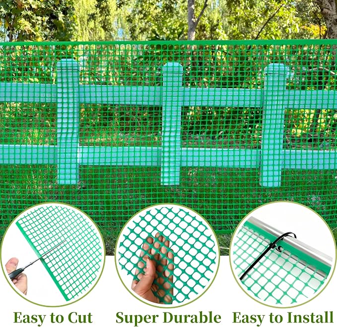Garden Netting: Green HDPE Plastic Mesh Fence, 20 Ft x 15.7 In